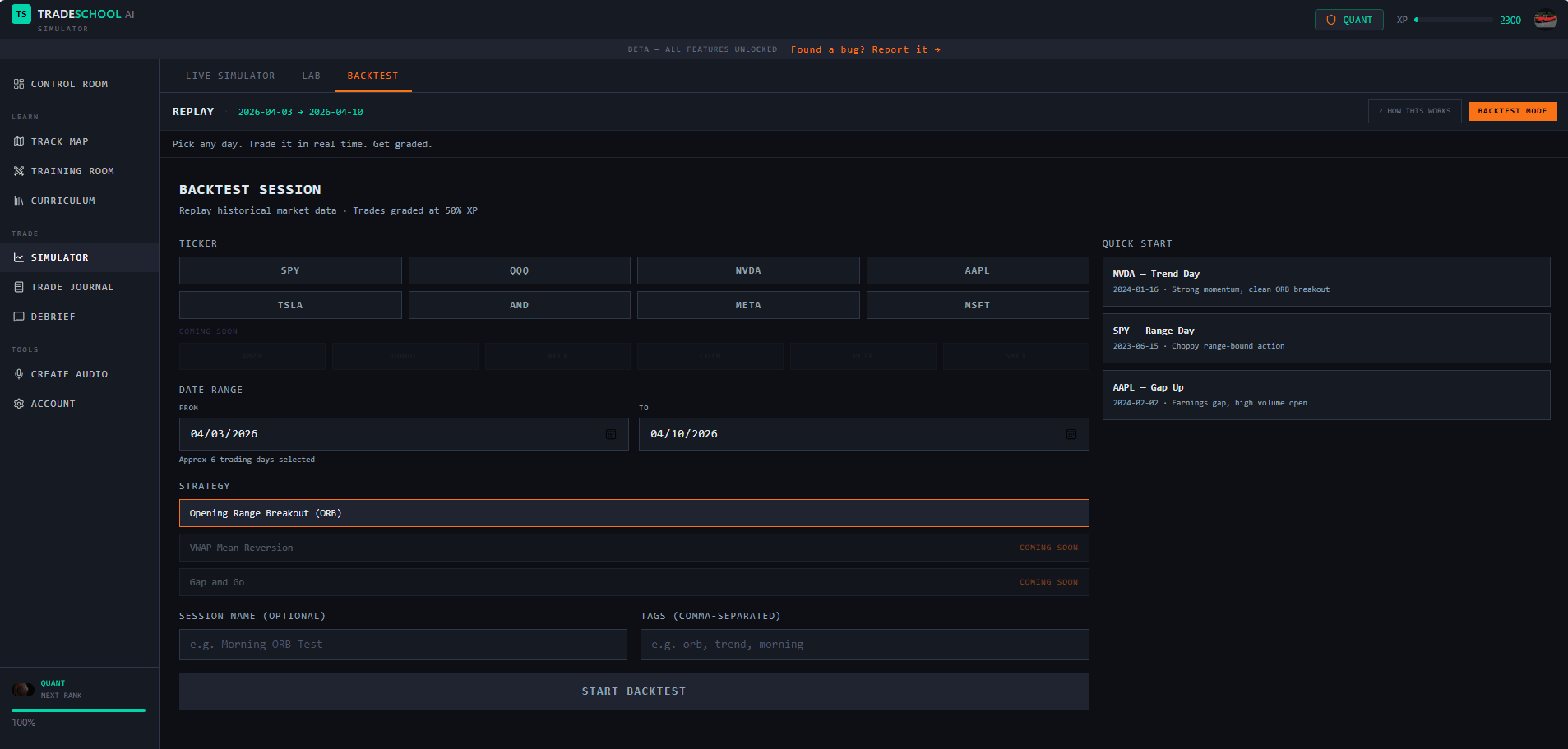 Backtest any strategy