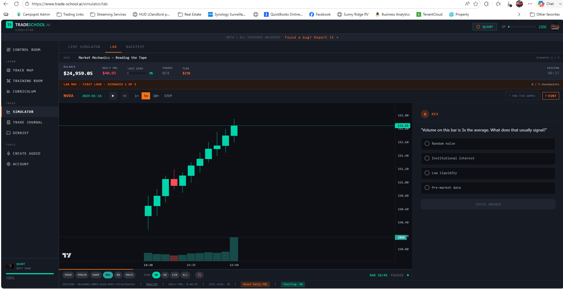 Rex mentor checkpoint during an NVDA lab